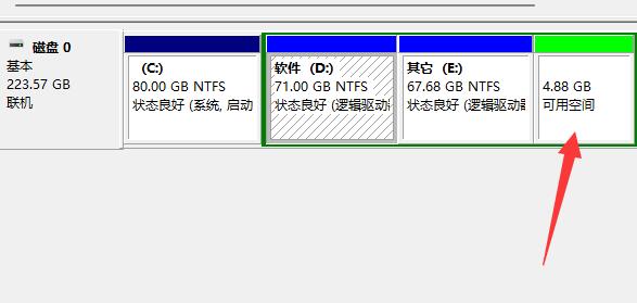 1、首先要明白，扩展d盘需要保证你的磁盘有“可用空间”，如图所示。