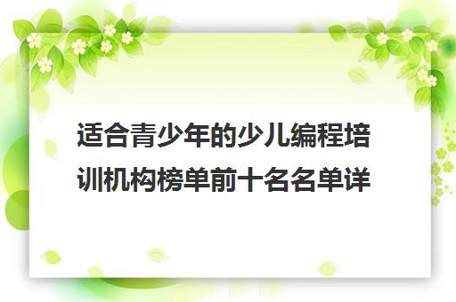 适合青少年的少儿编程培训机构榜单前十名名单详情