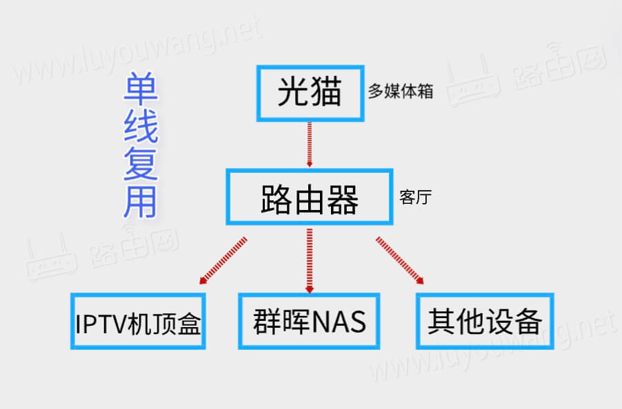 单线复用IPTV网络拓朴